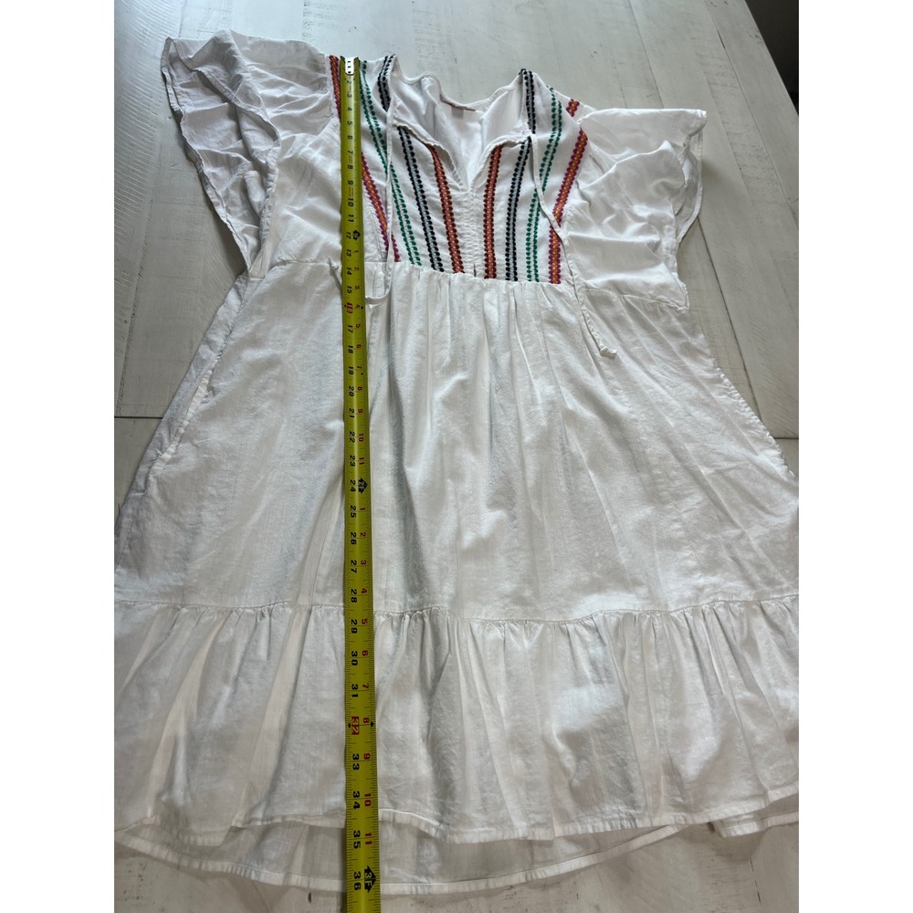 Knox Rose White Embroidered Flutter Sleeve Boho Mini Dress XL - Picture 5 of 7